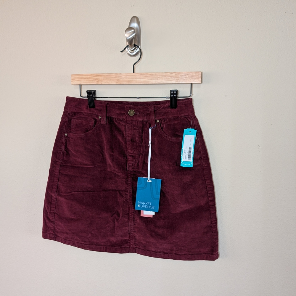 Market‎ & Spruce Burgundy Corduroy Skirt